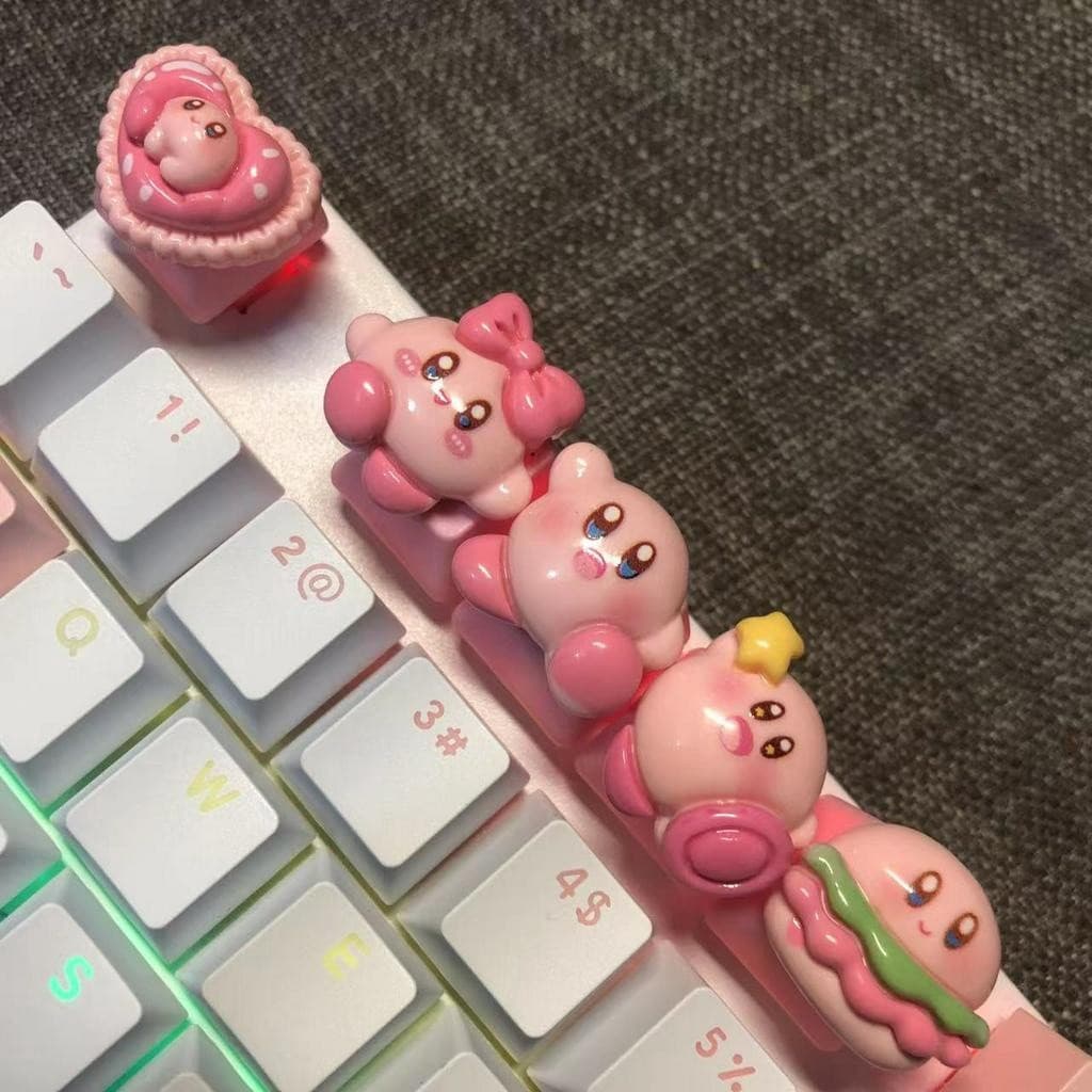 Feito À Mão Dos Desenhos Animados Rosa Kirby Linda Menina Personalizado PBT Teclado Mecânico Keycap