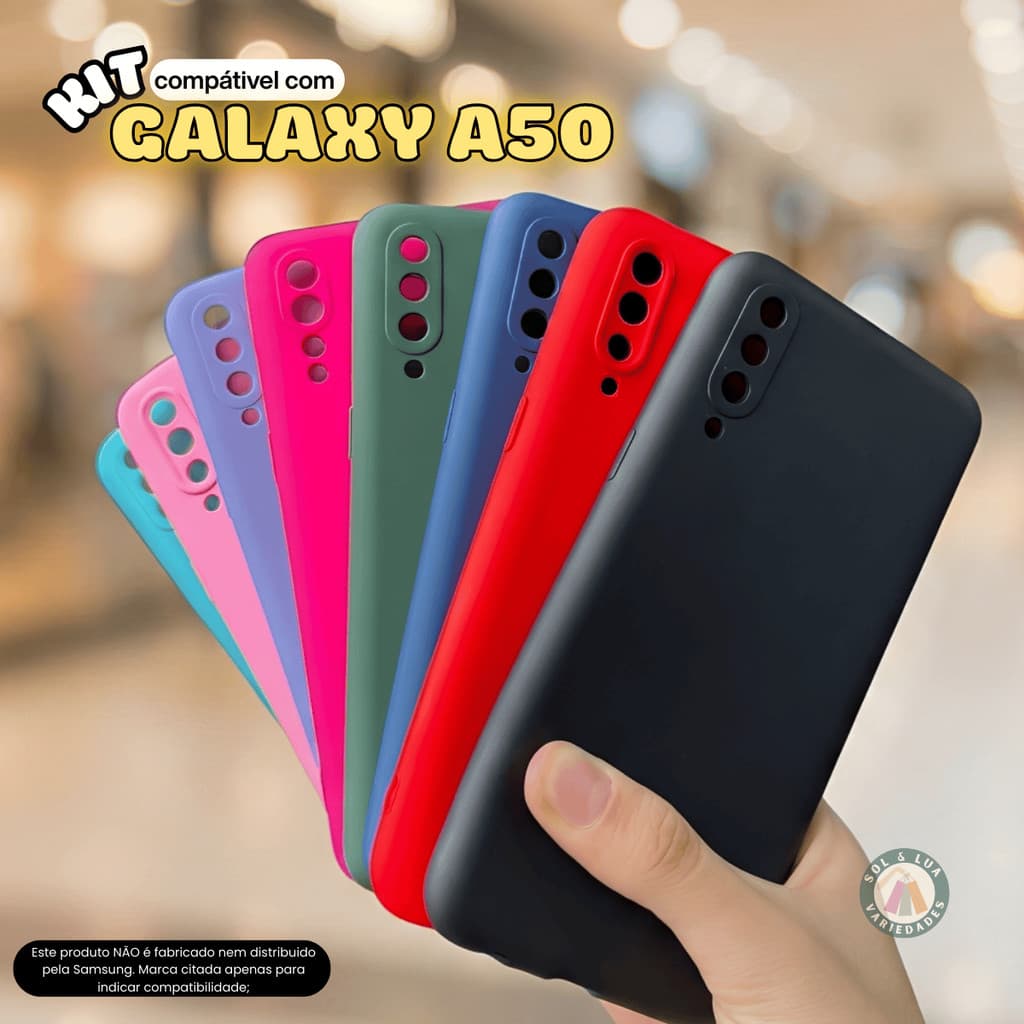 Kit Capa Capinha compatível com Galaxy A50 + Película 3D Cerâmica Privacidade