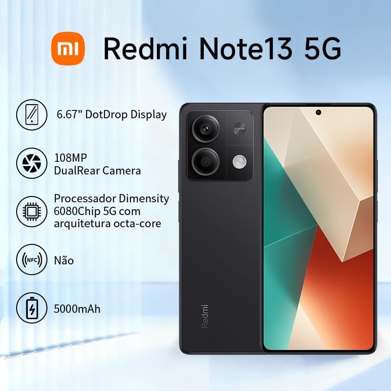 Celular xiaomi redmi note 13 5G  barato novo 8GB RAN 256GB ROM Câmera 108MP original Versão Global