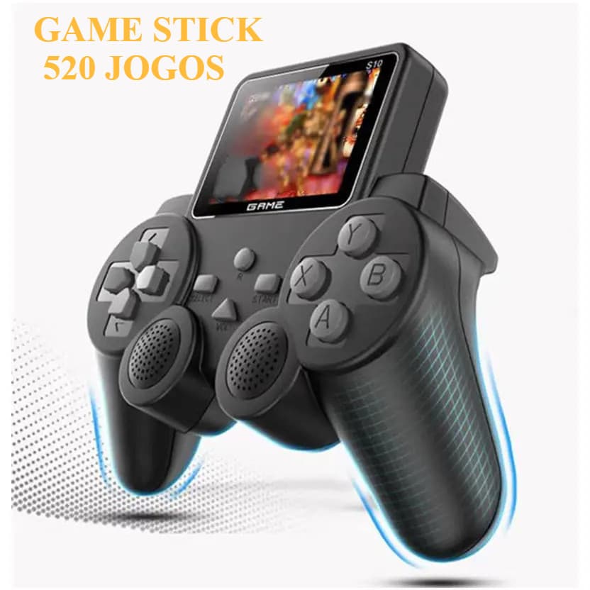 Game Stick – Vídeo Game Console Controle Gamepad S10 Portatil 520 Jogos  Retro Tela 2.4" Dual