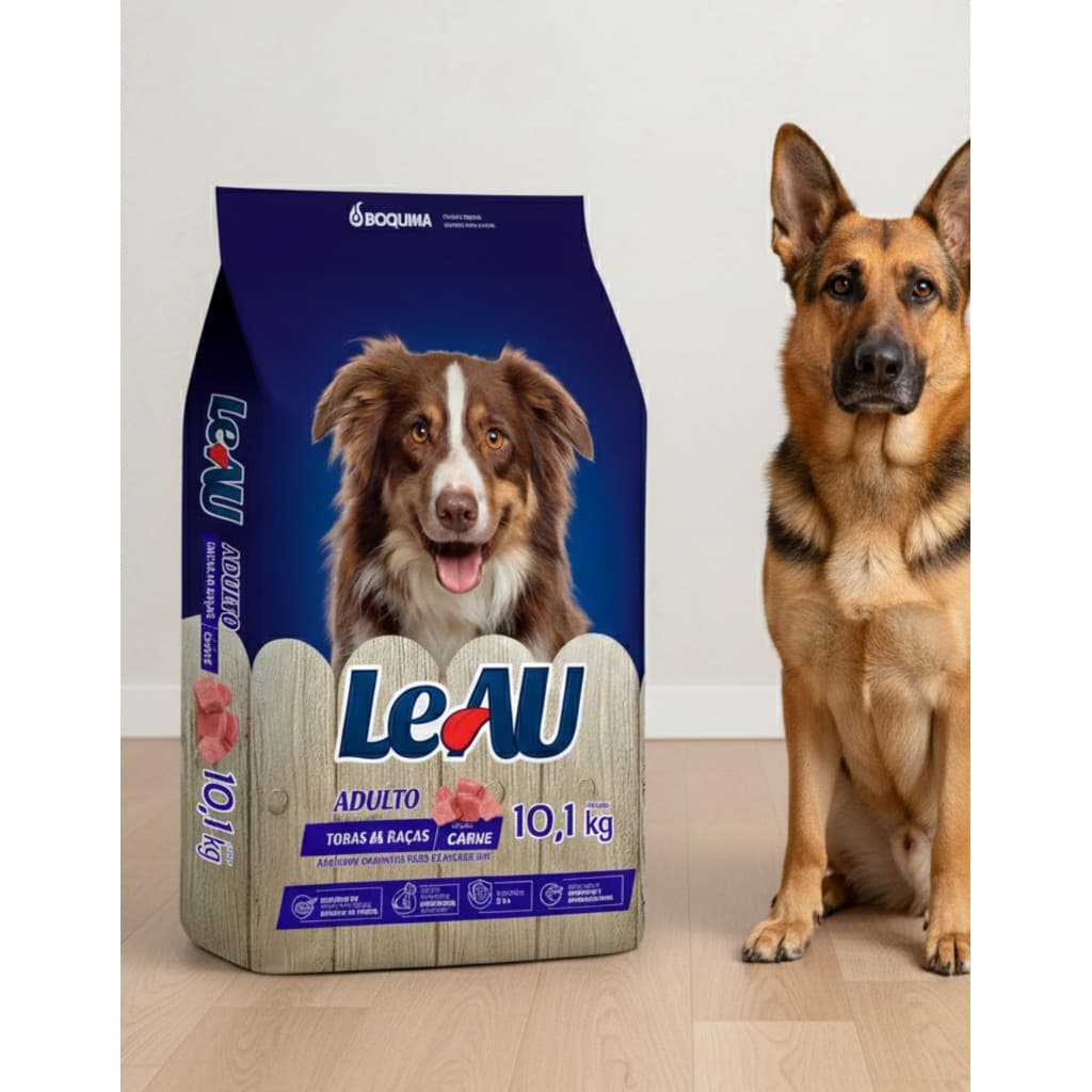 Ração Cachorro Adulto 10kg Leau Dog Sabor Carne Cão Todas as Raças