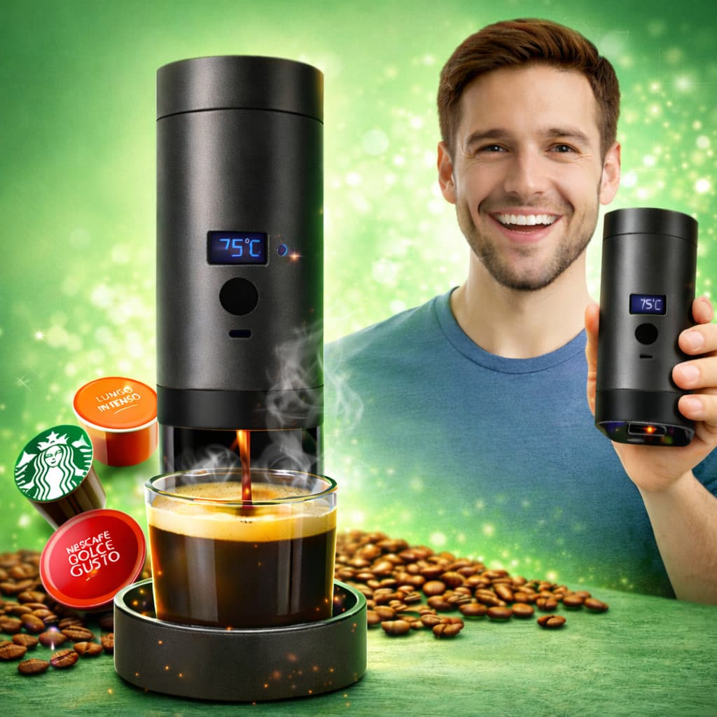 Cafeteira Portátil Expresso 3 Em 1 Cápsula Pó Elétrica Máquina De Café Viagem Compatível Cápsula Grande Pequena 72W