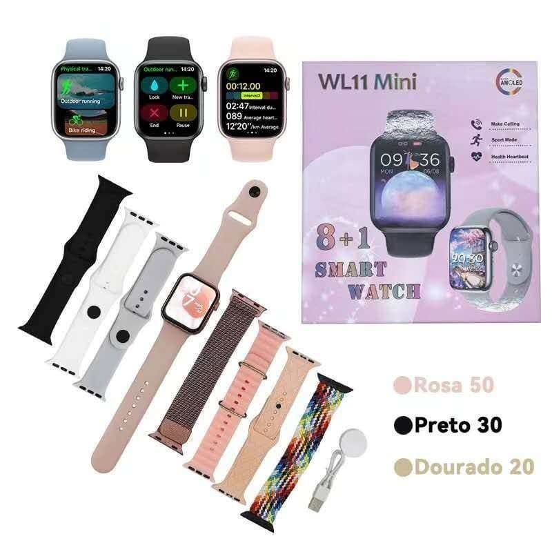 Smart Watch relogio Inteligente séries11 WL11 MINI 38mm com 8 pulseiras Esportes gps unisex