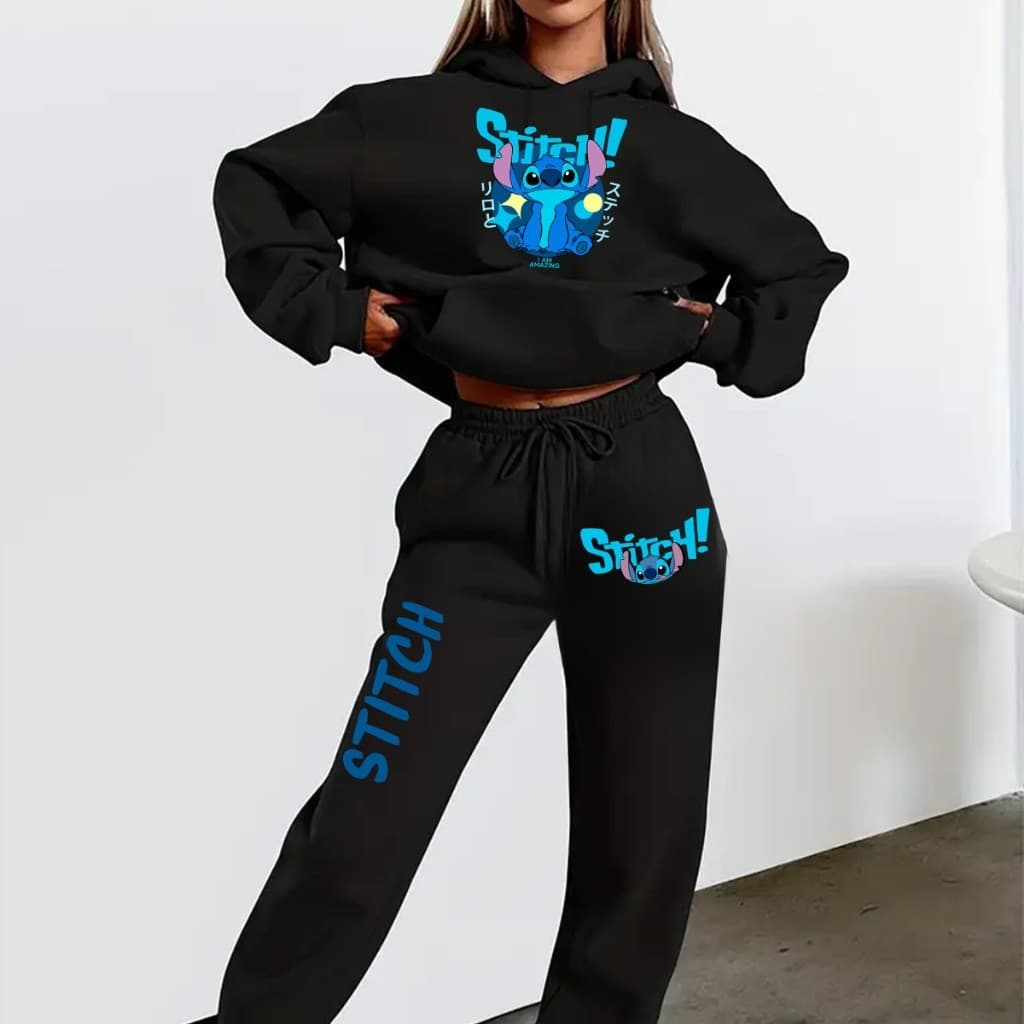 Conjunto Moletom Tradicional Feminino Inverno Blusa e Calça Moletom Lilo Stitch Angel