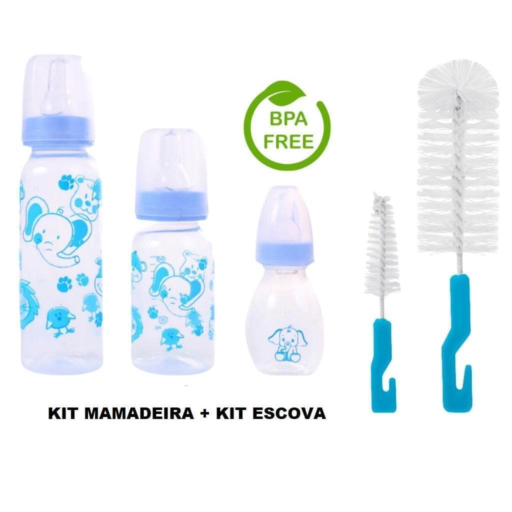 Kit Mamadeiras + Escova de Limpeza P/ Mamadeira e Bicos GTN.Premium
