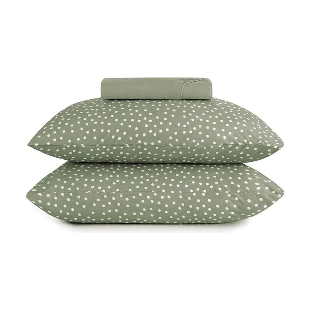 Kit Jogo de Cama Macio Confortável Lençol e Fronhas Simples 3PÇS Casal Bits Verde Bom Sono