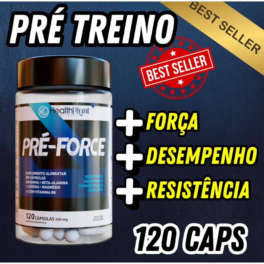 Pré Force Pré-Treino Energia Foco Suplemento Força Performance Academia Cafeína Magnésio Arginina