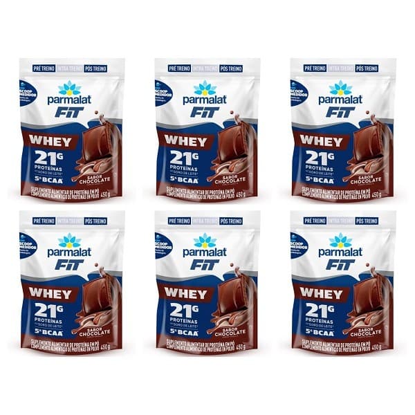 Whey Protein Pó Parmalat Energyfit Chocolate 450G -6 Unidades