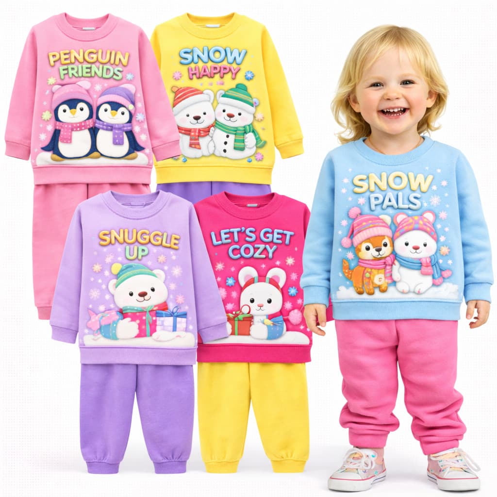 Kit Sortido 2 ou 6 Peça de Moletom Infantil Feminino Roupa De Inverno Infantil Menina Frio Conjunto de Moletom Flanelado