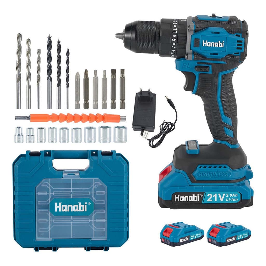 【Hanabi】Parafusadeira Furadeira Impacto Brushless 21v Sem Fio Hanabi Azul-petróleo 127/220v 60hz