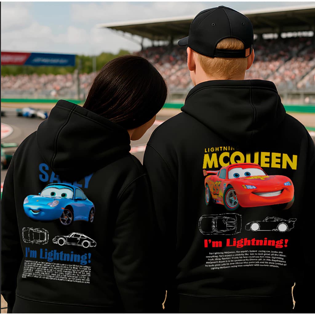 Kit Casal 2 Moletom Carros Sally e Relâmpago Mcqueen Blusa de Frio Flanelado Namorados Alta Qualidade Envio Imediato