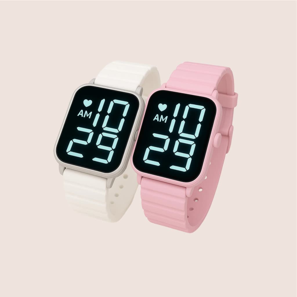 Kit 2 Relógios Unissex Led Á Prova D'agua Feminino e Masculino Estilo Smartwatch