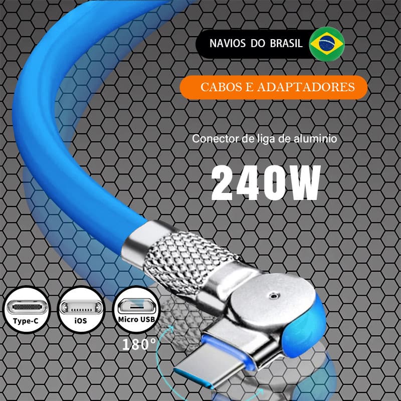 Cabo De Carregamento Super Rápido Adequado Para Cabos De Porta Rotativa Tipo C Micro USB iOS Lightning Android CvCase