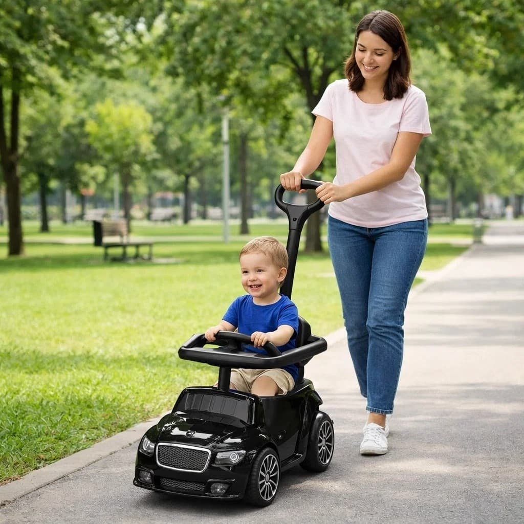 Carrinho Elétrico Infantil Preto Empurrador Brinquedo Veiculo Passeio Transporte Criança