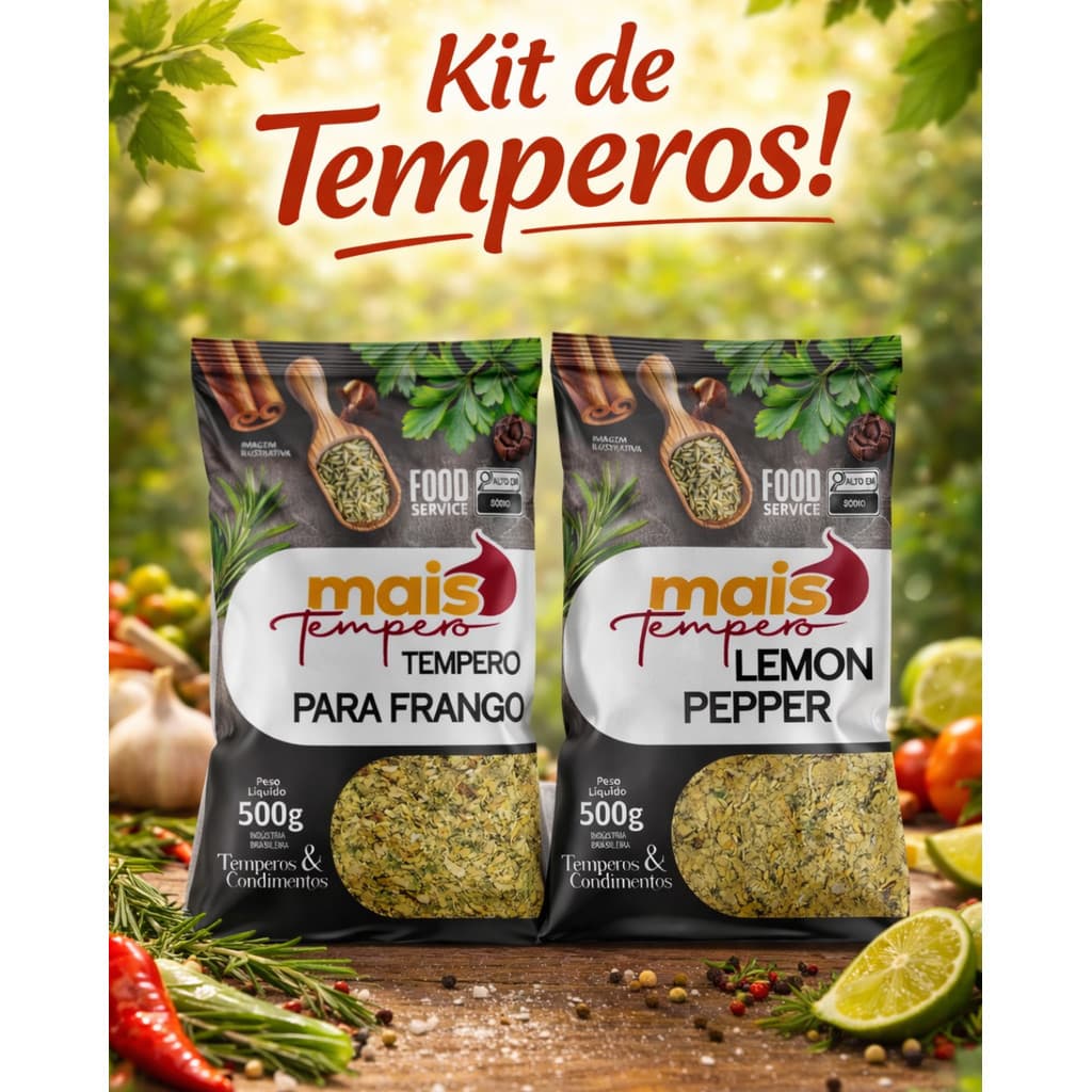 Kit Temperos 1kg – Tempero para Frango + Lemon Pepper 500g | Mais Tempero - OFICIAL