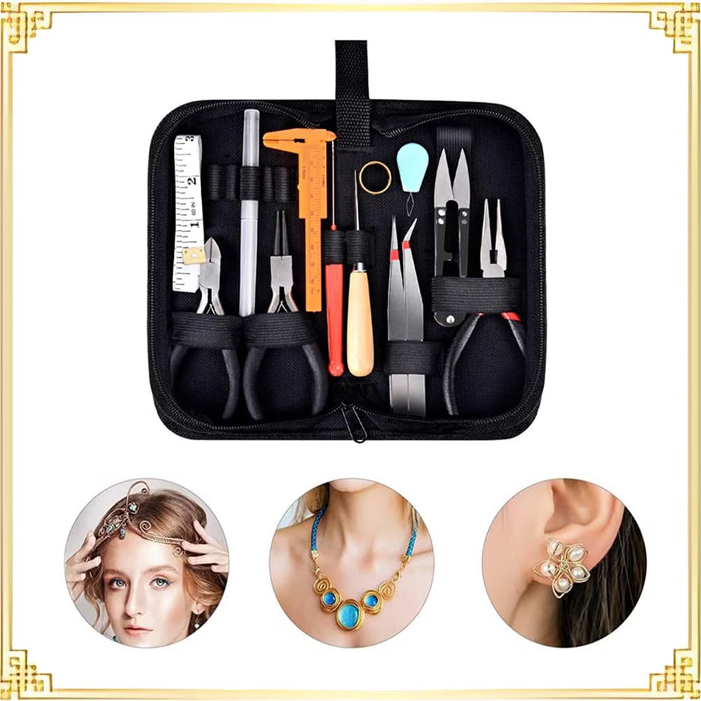 Conjunto de ferramentas para fabricação de joias, ferramentas de 19 peças, com caixa de armazenamento com zíper, adequad