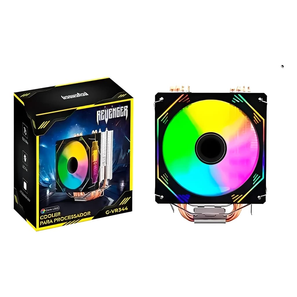 Cooler para Processador Revenger Cooler Fan CPU 4 Heatpipes LED RGB Ventoinha 120mm Multi Intel AMD