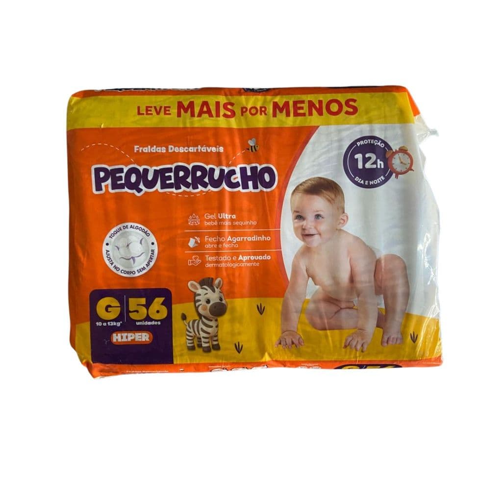 Fralda Pequerrucho Hiper Tamanho G 56 Unidades