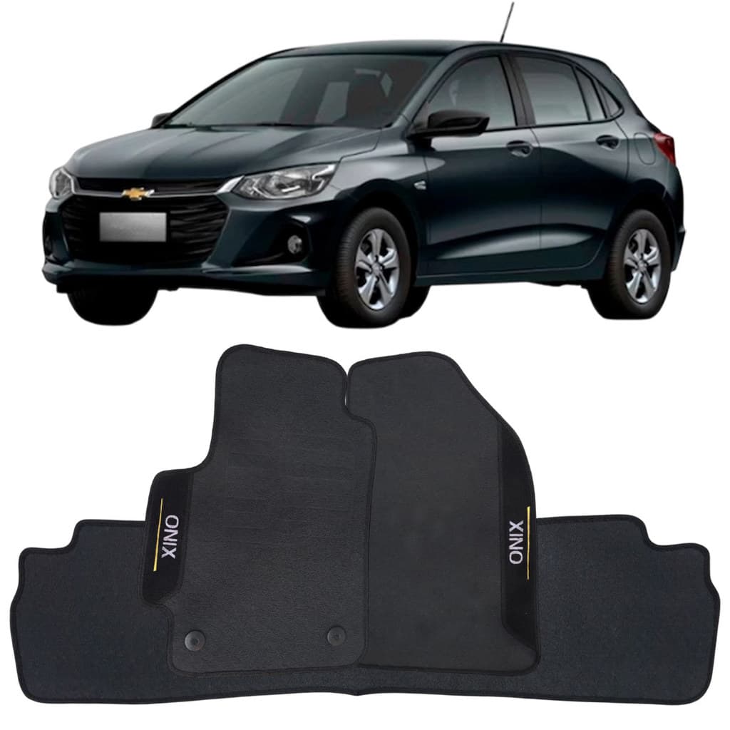 Tapete Borracha Onix 2020 à 2025 Preto Pvc Logo Bordado Jogo 3 Peças Personalizado Automotivo Wave