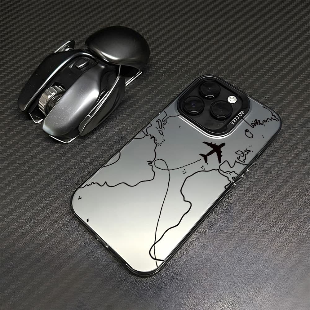 Capinha iPhone Mapa Avião Gradiente Eletroplatado Capinhas Diferentes Para 17 16 15 14 13 12 11 Pro Max CY
