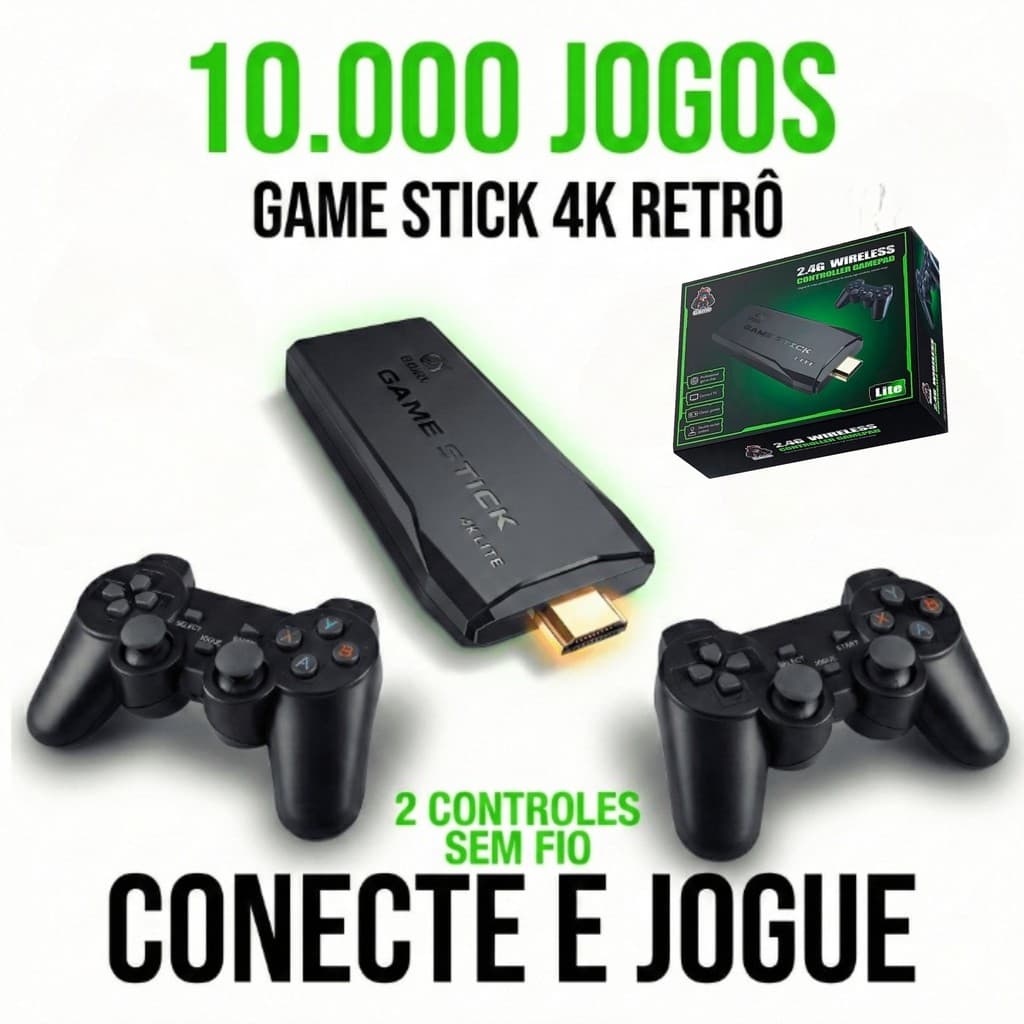 Videogame Stick Retrô 10000 Jogos Console Portátil com 2 Controles Sem Fio Orbitta