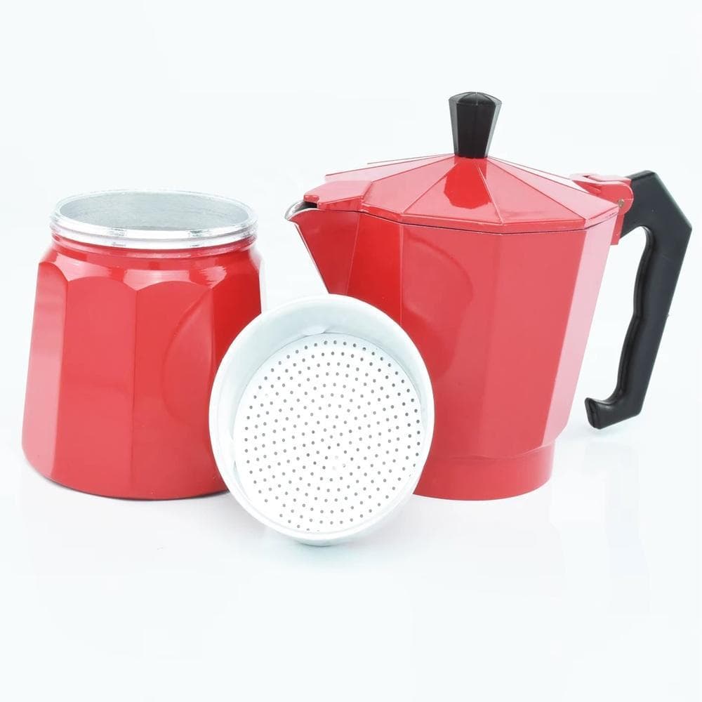 Cafeteira Moka 6 Xícaras Vermelha Manual Café Expresso Luxo