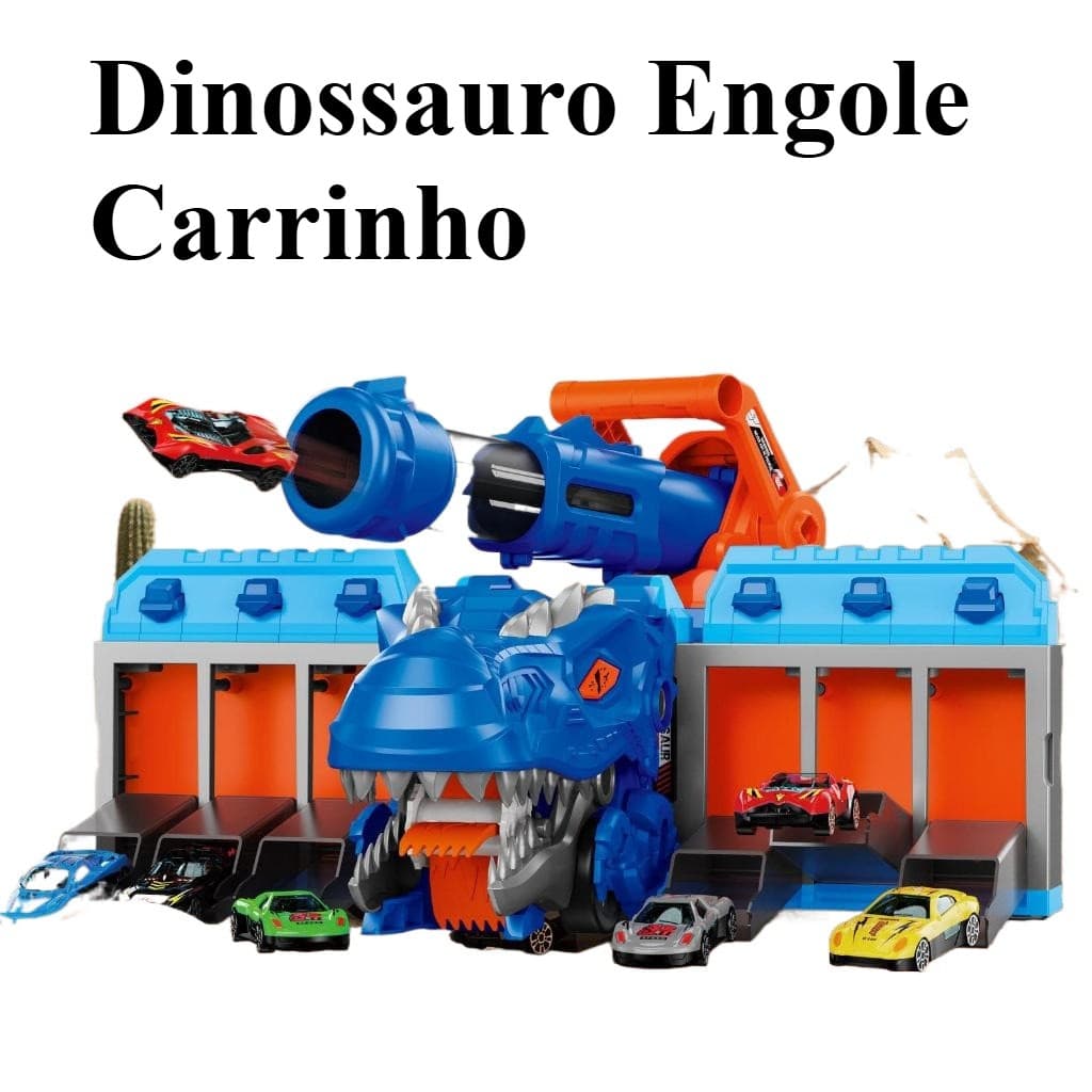 Dinossauro Engole Carrinho com Caminhão de Dinossauro e 6 Carrinhos