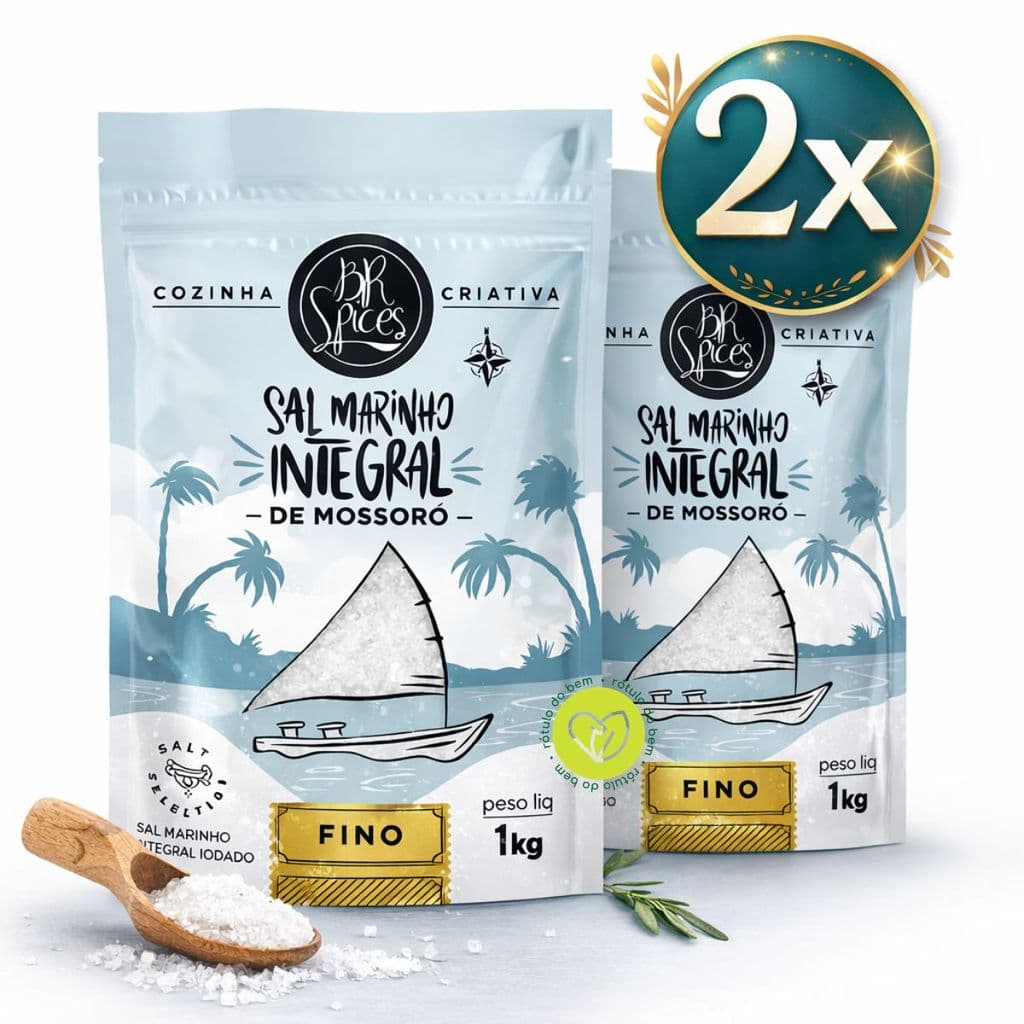 Kit 2 Sal Marinho Integral de Mossoró Fino 1Kg cada - BrSpices