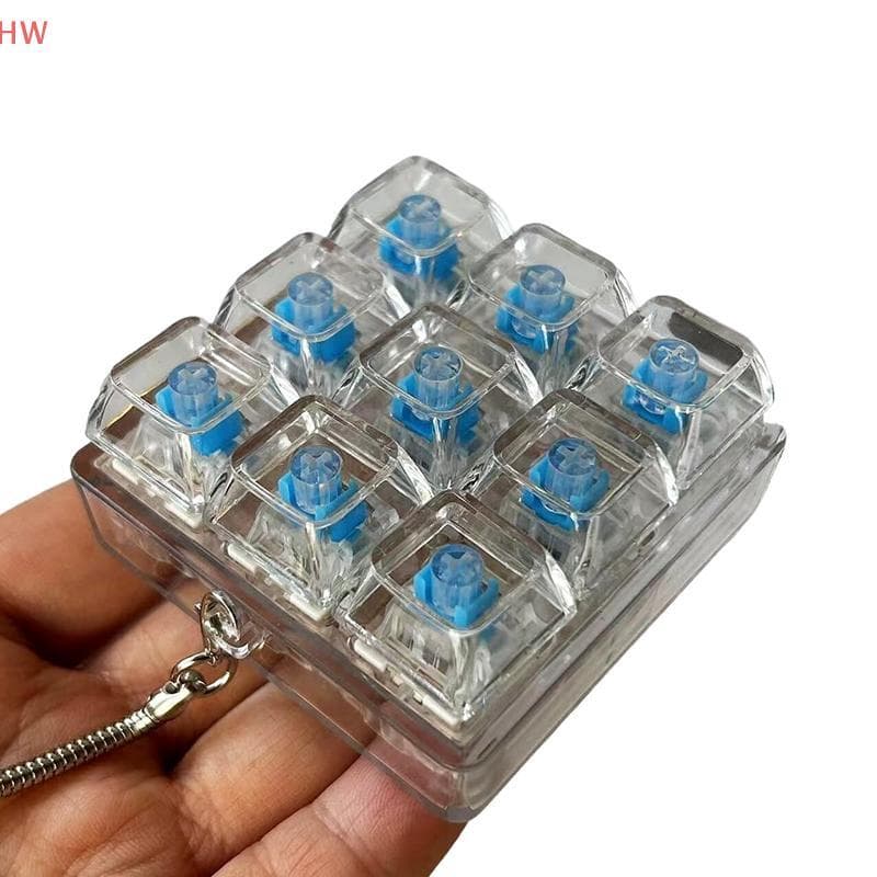 4/9 Teclas Teclado Mecânico Eixo Testador LED Chave Alívio Do Estresse DIY Botão Keycap Chaveiro Brinquedos Presente