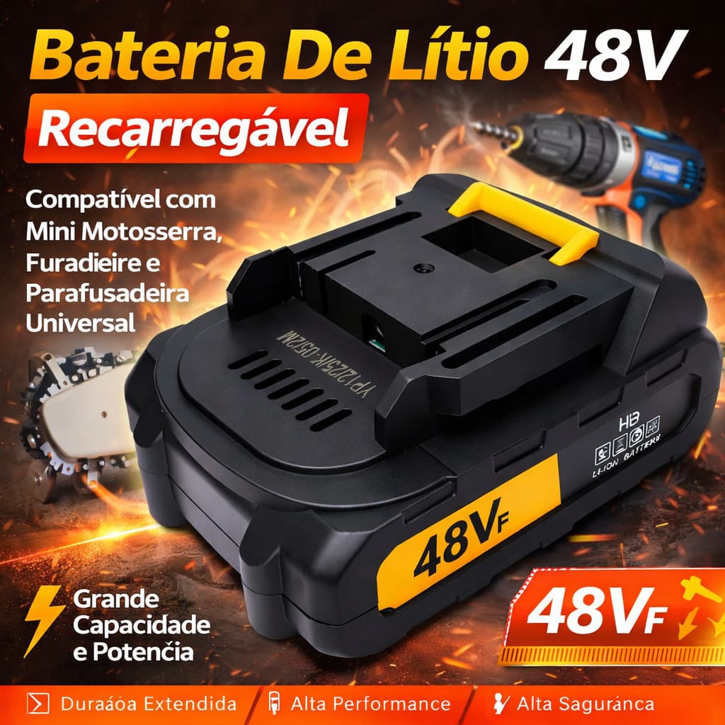 Bateria De Lítio 48v Li-ion Recarregável Para Mini Motosserra Furadeira E Parafusadeira Universal