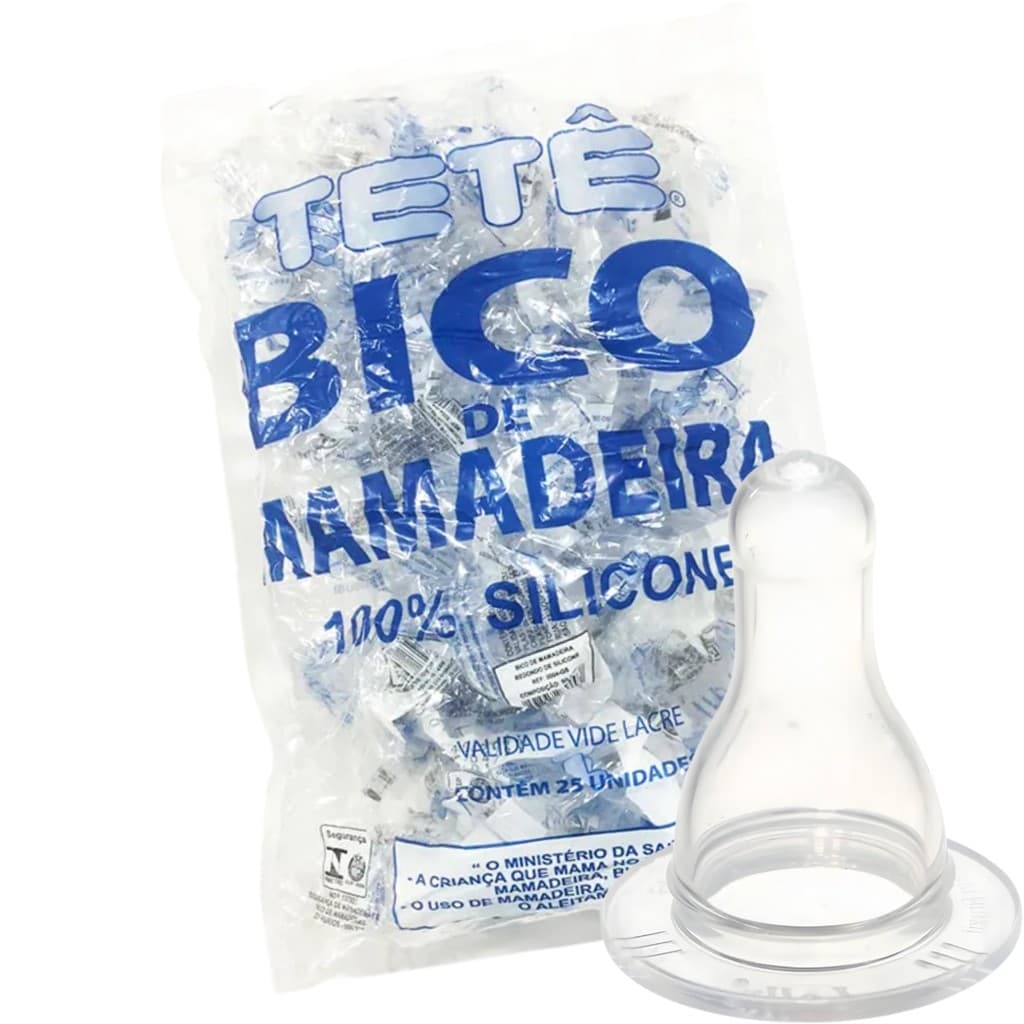 Kit Bico de Mamadeira Redondo Comum Pacote com 25 Unidades 100% Silicone (Tete)