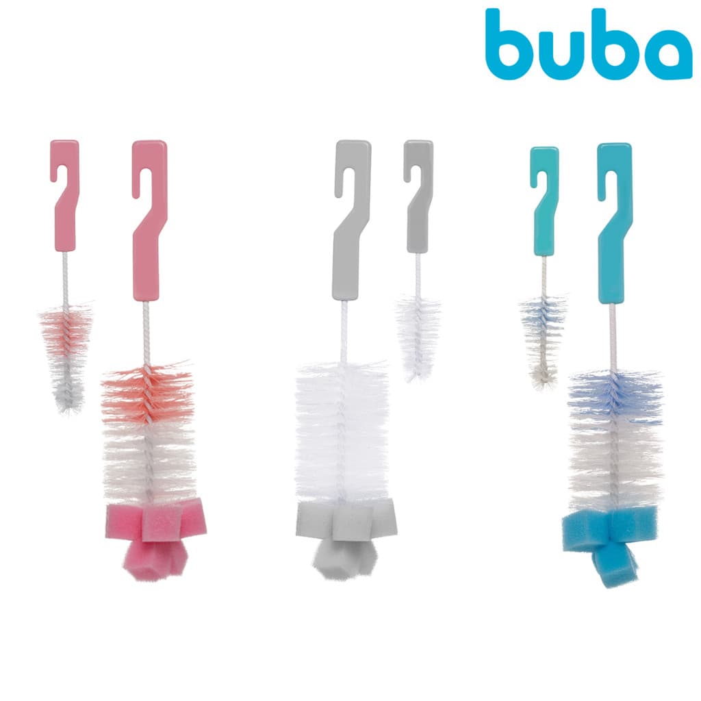 Escova Mamadeira e Bico Buba Limpeza Bebê Esponja Macia Kit Higiene infantil  Mamadeiras e Garrafas