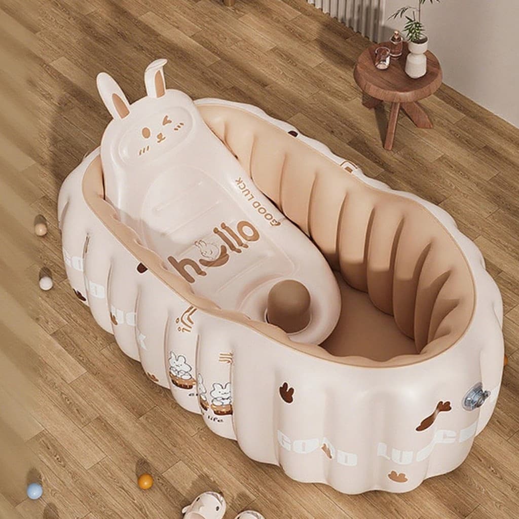 Banheira de Bebe Inflavel Mini Piscina Infantil para Viagem e Casa Dobravel com Bomba de Ar e Tapete Antiderrapante