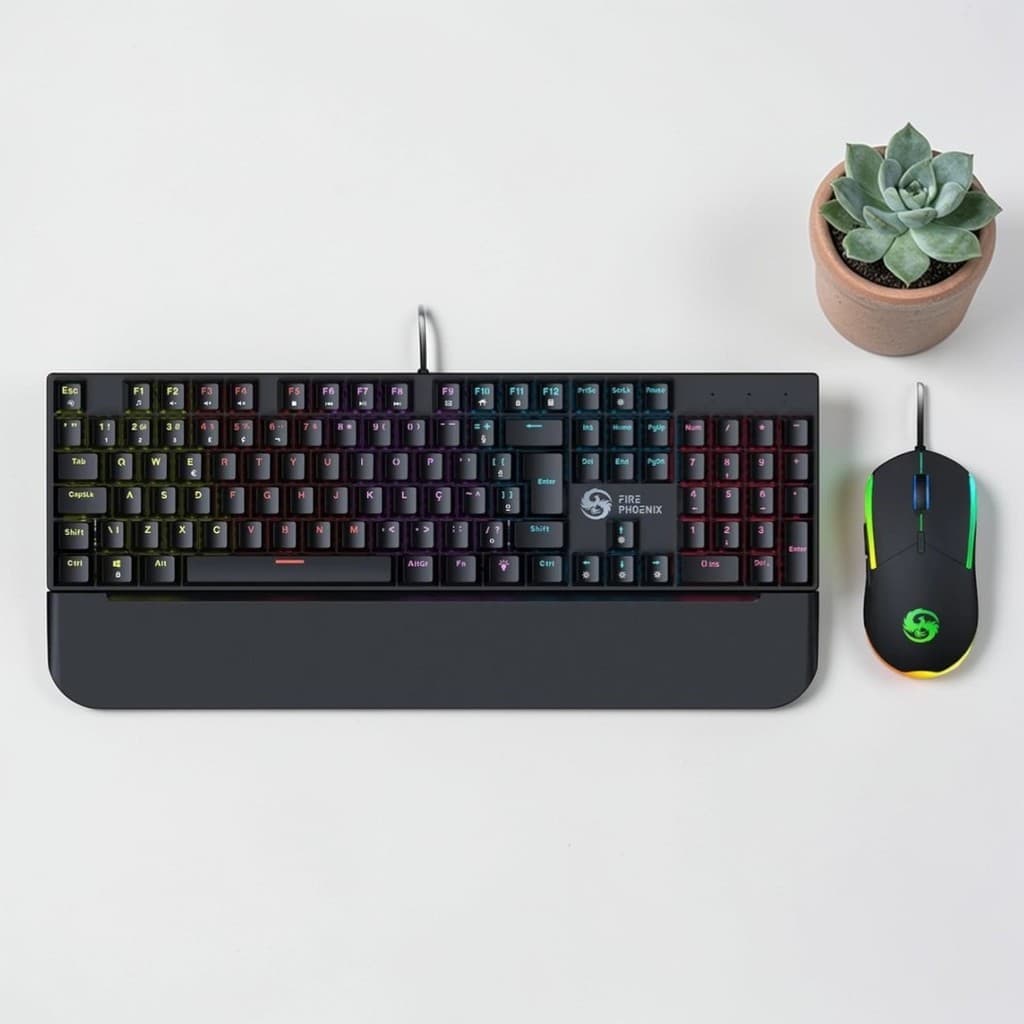 Kit Teclado Mouse Mecânico Abnt2 Gamer Led Rgb Iluminado