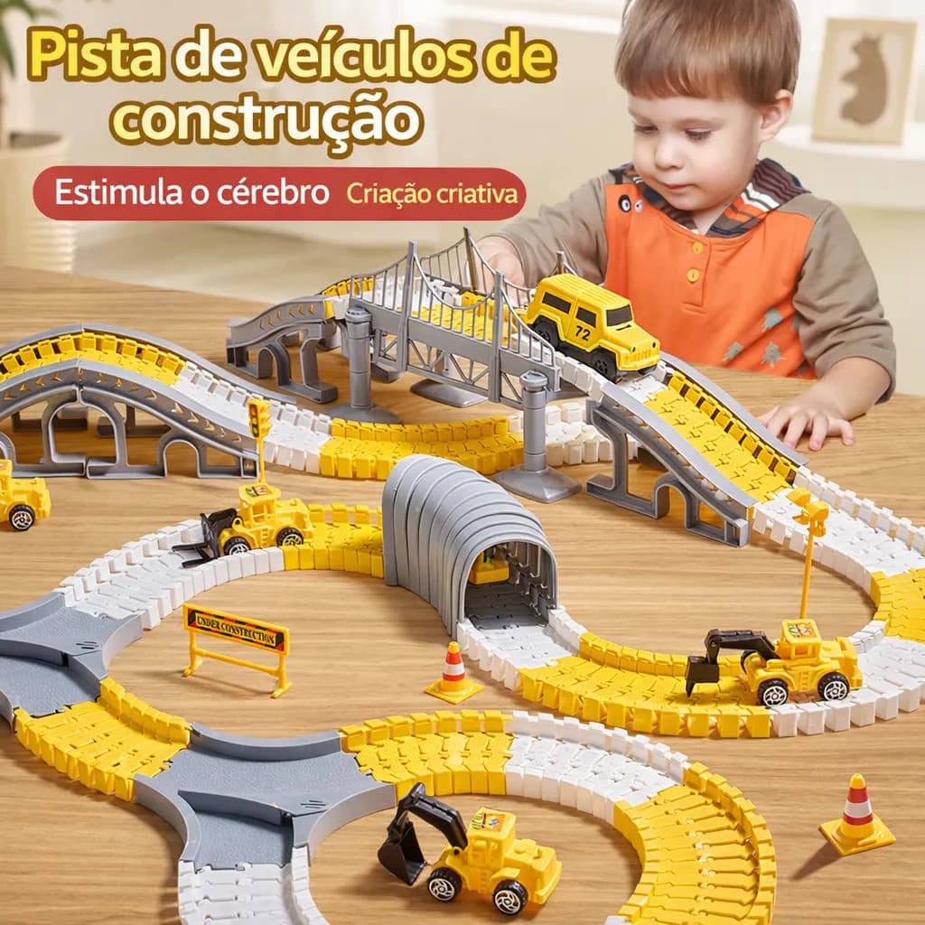 Pista De Carrinhos Construção 180,345 Peças Brinquedo Infantil Montagem Educativa Com Carrinho