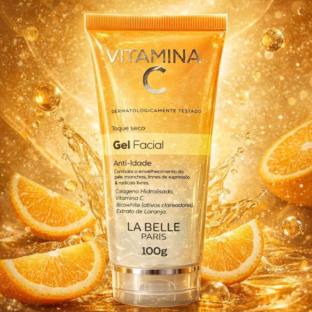 Sabonete Gel Limpeza Facial Vitamina C- LA BELLE, Anti-idade, Colágeno, Skin Care, Toque Seco