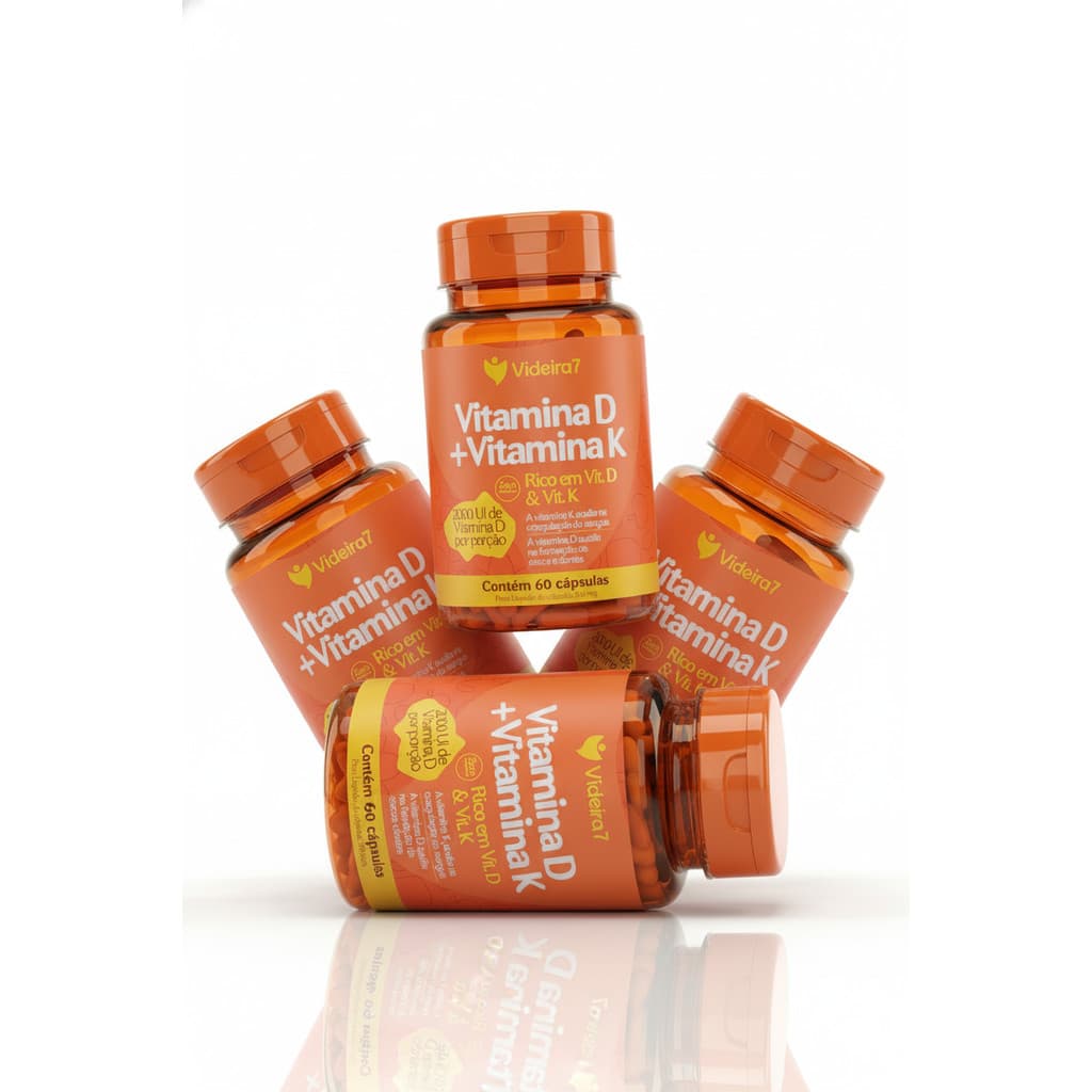 KIT 4x Vitamina D3 2000ui com Vitamina K2 MK7