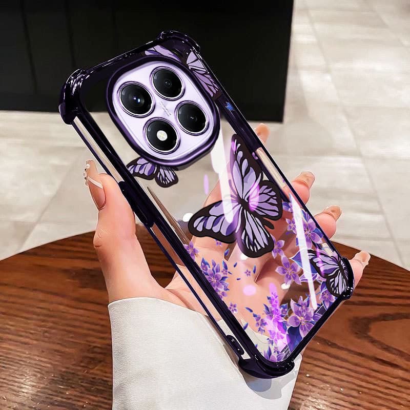 Capa VRQR Para Xiaomi Redmi Note 15 Pro Plus + 5G 4G Poco X8 M8 5G Lavagem De Tinta Flor Borboleta Transparente Protetor