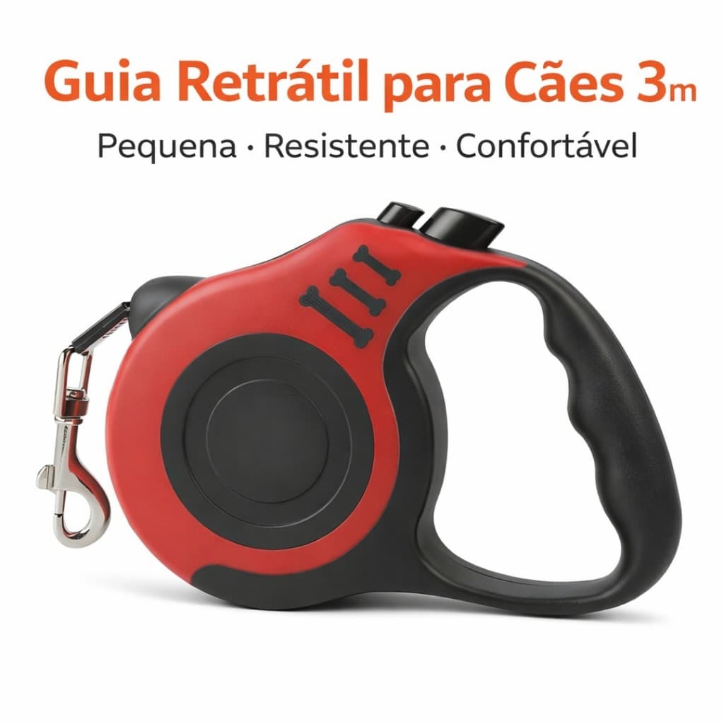Guia Retrátil para Cachorro Automática, Coleira Extensível com Pegador Antiderrapante