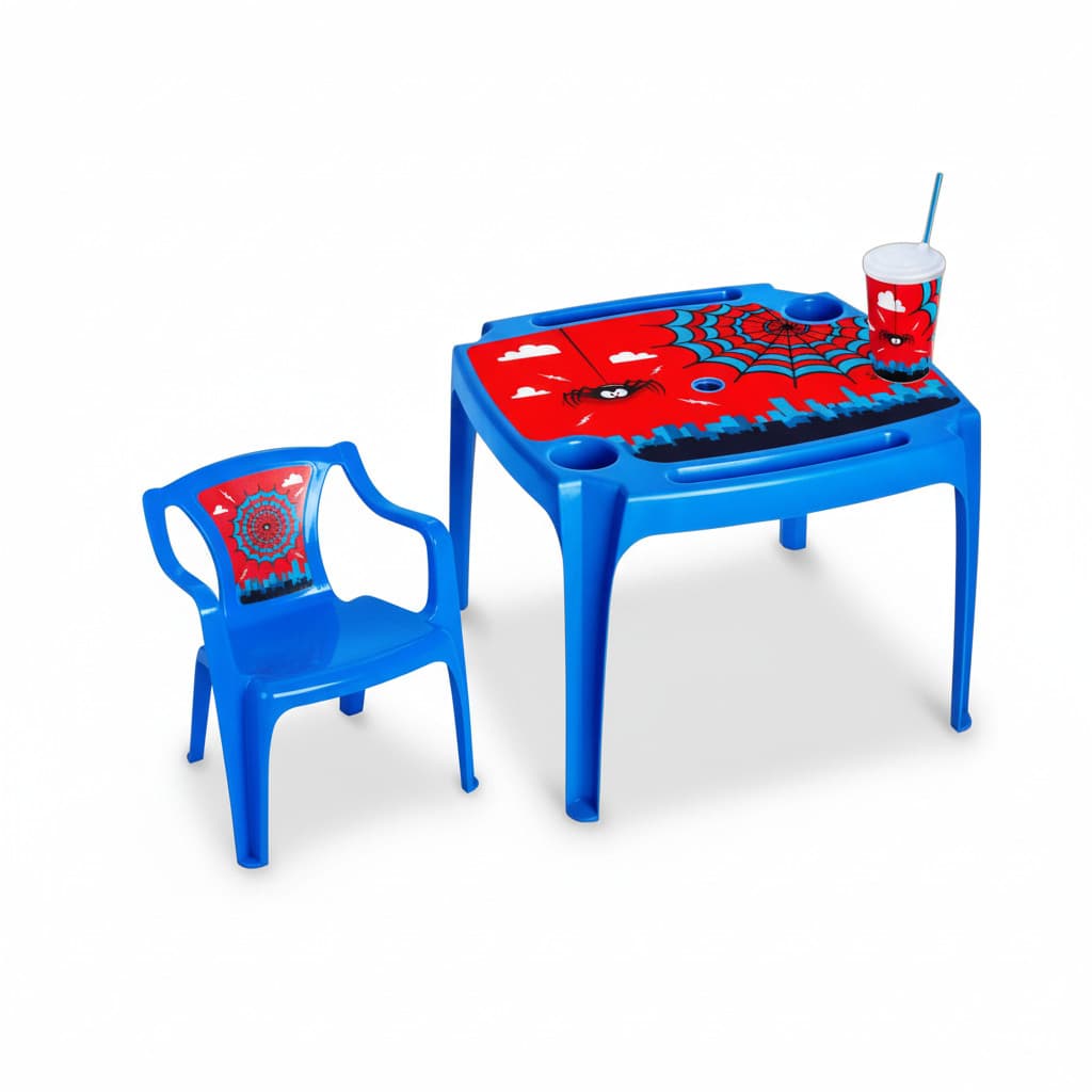 Kit Mesa e Cadeira Infantil Mini Poltrona Homem Aranha Azul