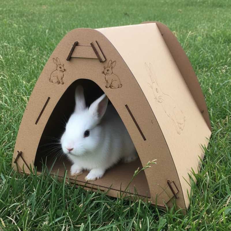 Casinha Toca Para Coelho MDF Abrigo Confortável Resistente Casa Para Roedores Fácil Montagem Durável Decorativa