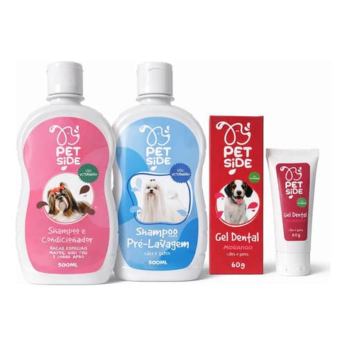 Kit Banho Completo para Cães Pré-shampoo + Shampoo & Condicionador + Gel Dental