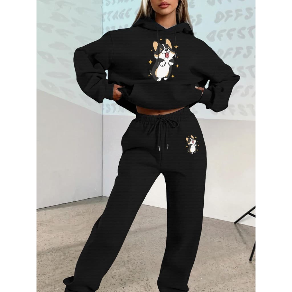 Novo Conjunto Casual de Cachorro Outono/Inverno 2025, Estampa Gourmet Marítima com Letras em Moletom Acolchoado e Calça