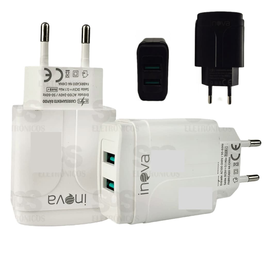 Fonte carregador celular 2 entradas usb fonte tomada rápida