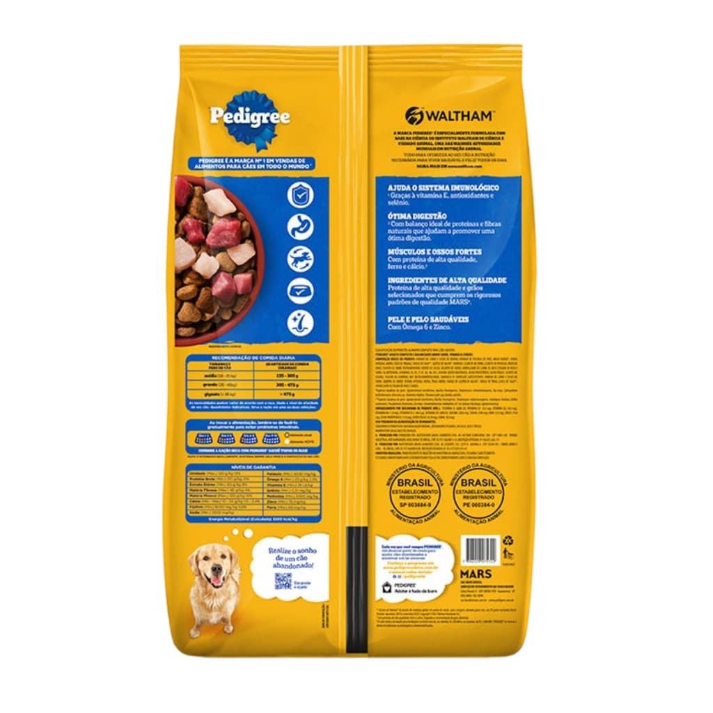 Ração Pedigree Para Cachorros Adultos 12 meses a 7 anos Carne, Frango e Cereais 15,0kg