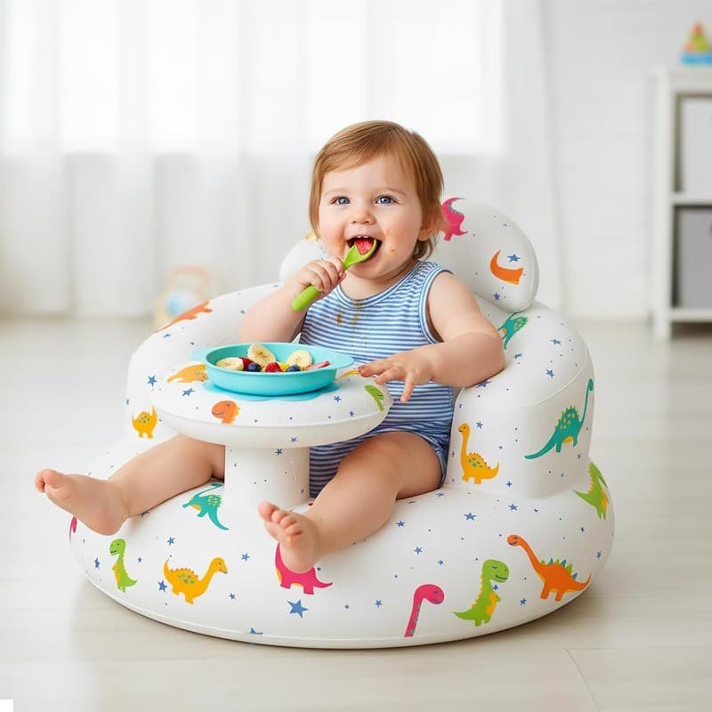Cadeira inflável PVC para bebê, sofá auxiliar sentar/ficar em pé, antiderrapante e anti-queda para treino infantil