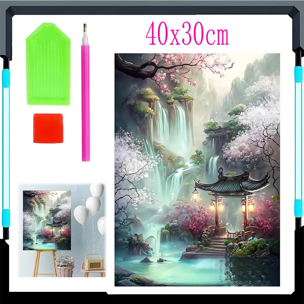 40x30cm Valley Fairy Cachoeira DIY Pintura Diamante 5D Pintura Diamante