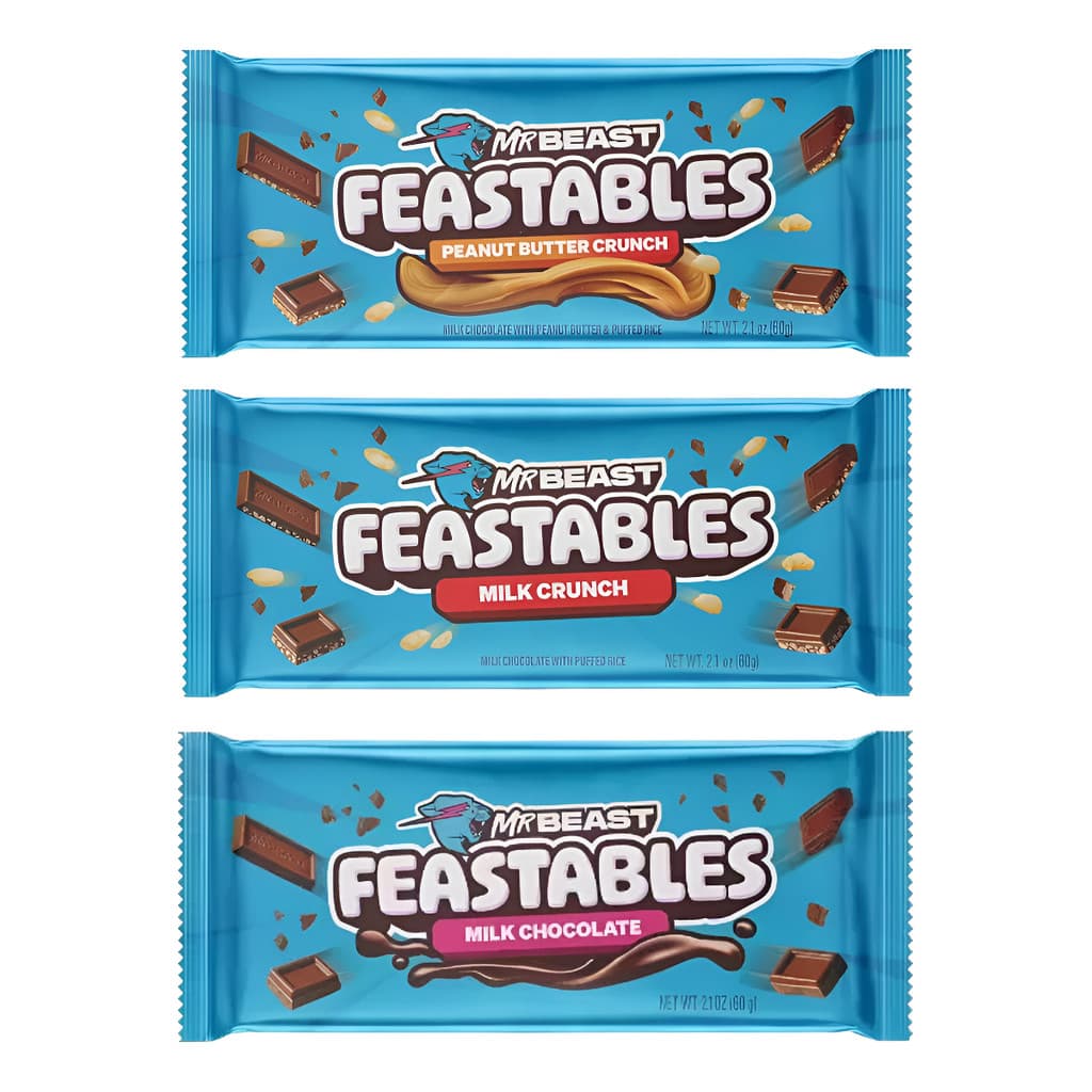 Kit 3x Feastables Chocolate Mrbeast 60g Sabores Importado