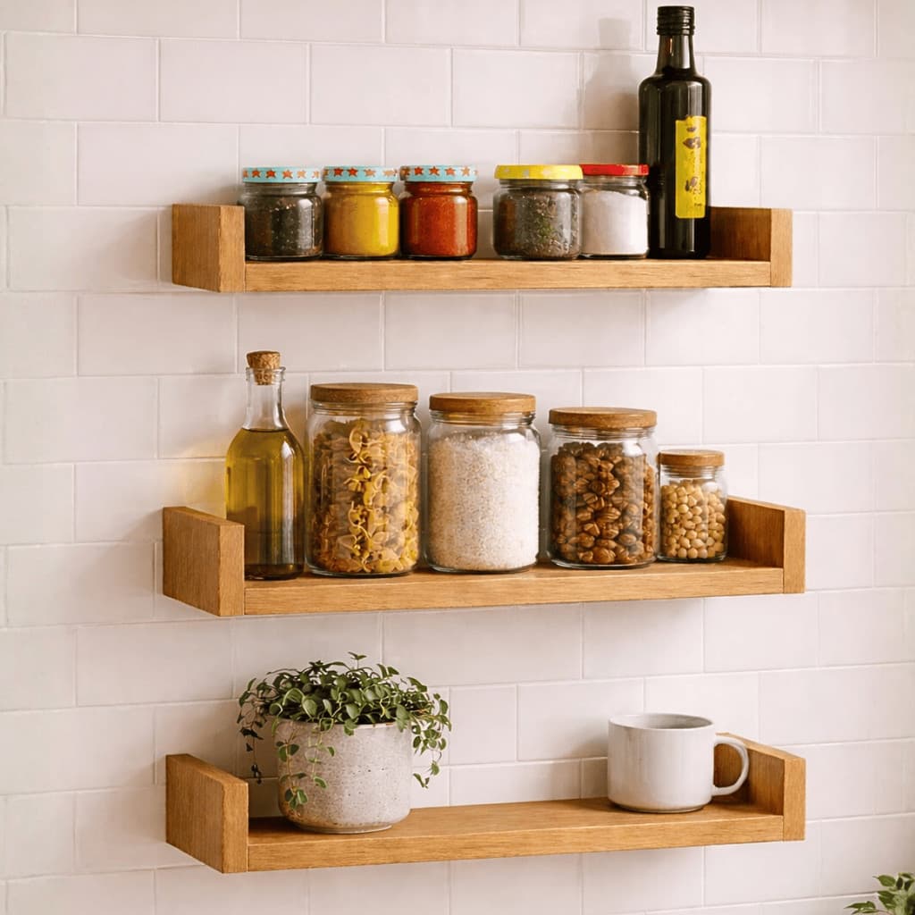 3 Prateleira U Cozinha Organizador Tempero Estante Infantil Nichos Decorativos Parede Suporte Sala