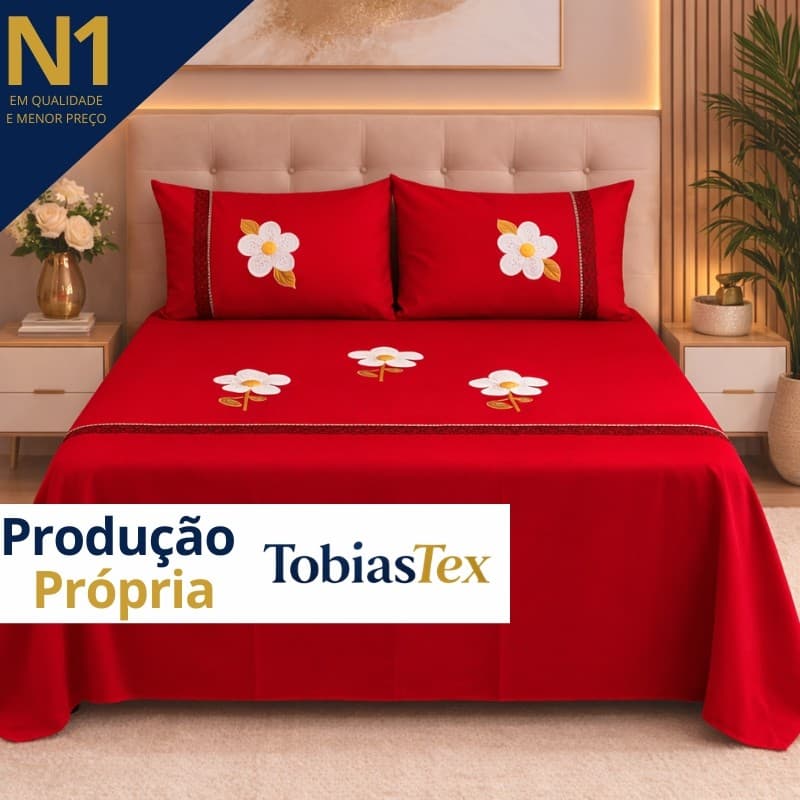 Jogo de Lençol Casal 3 peças Colcha Cama Casal Sem Babado  Estampa Flor Bordada 1,90 x 2,20